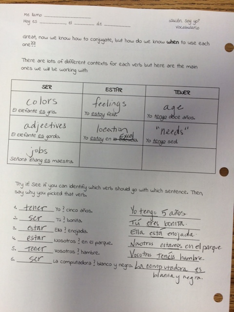 7th Grade Notes and Vocab - Spanish Excel Charter Academy